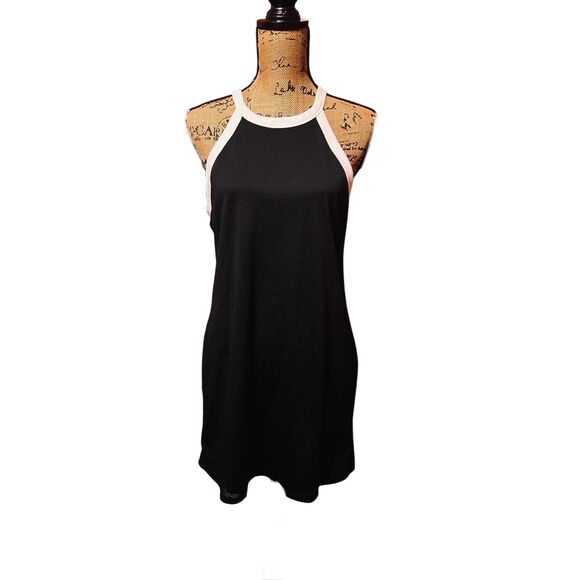 Forever 21 Sleeveless Halter Black Mesh Sheath Dress Size L - Picture 2 of 4